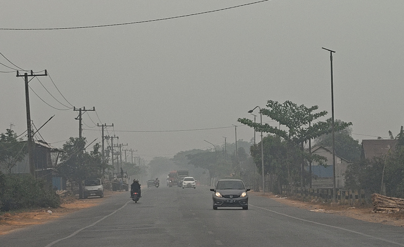 Kabut Asap Selubungi Siang di Jalur Pelaihari–Banjarmasin, Matahari Tak Terlihat