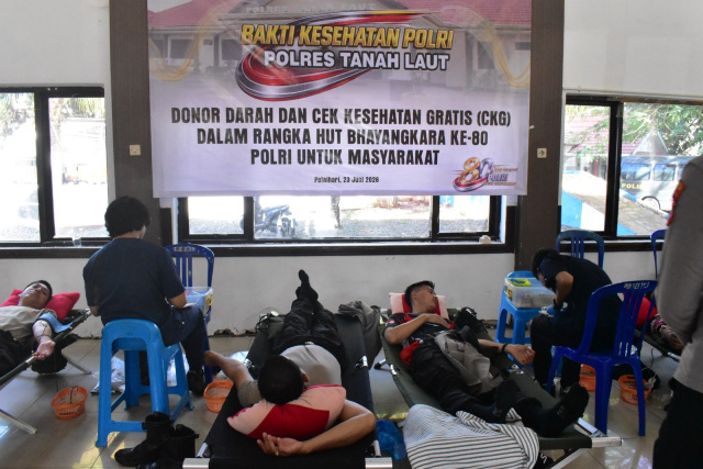 Donor Darah Hari Bhayangkara, Warga Antusias Manfaatkan Layanan Kesehatan Gratis Polres Tala
