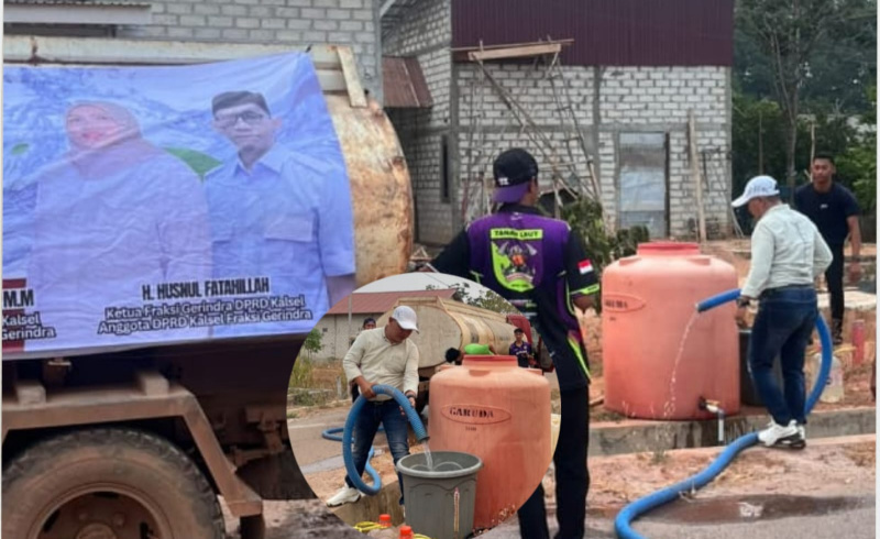 Sumur Kering Terhisap Panas Ekstrem, Pemdes Gunung Raja Bersama Relawan Salurkan Air Bersih
