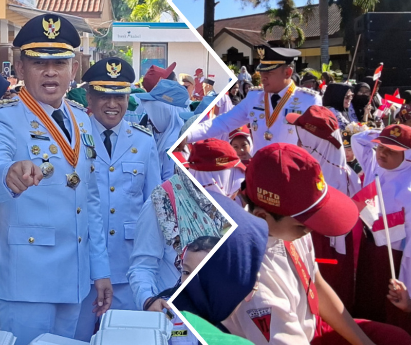Usai Upacara HUT RI, H Rahmat dan H Uli Turun Sapa Pelajar hingga Bagi-bagi Makanan