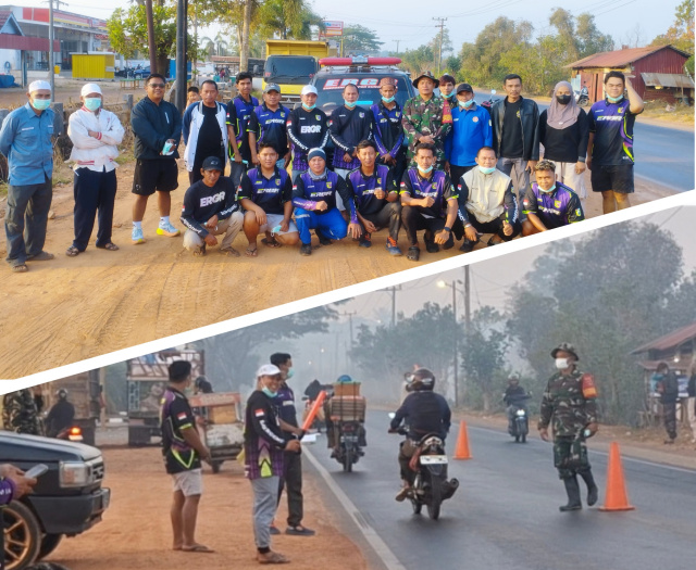 Kades Gunungraja Bersama Relawan Turun ke Jalan Bagi-bagi Masker, Kabut Asap Pagi Ini Menipis