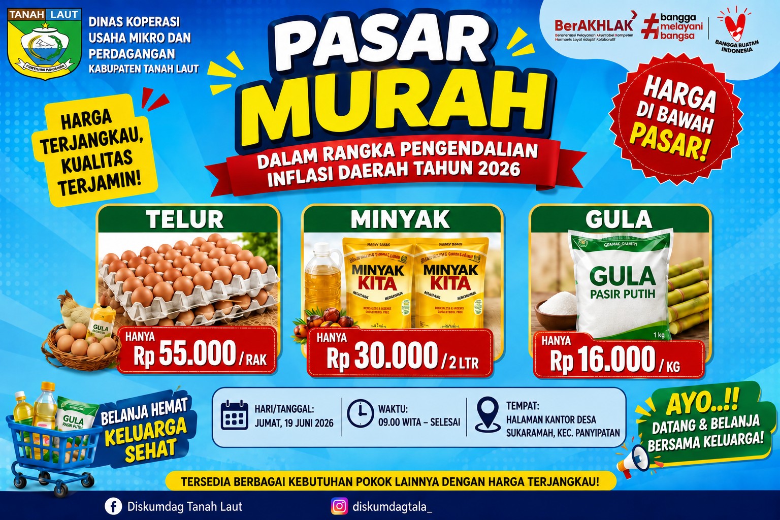 Ringankan Beban Warga Momentum Muharram, Pemkab Tala Gelar Pasar Murah di Beberapa Tempat